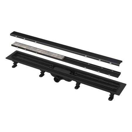 Водоотводящий желоб ALCAPLAST APZ19BLACK-750, с двусторонней решеткой для укладки плитки, черный мат