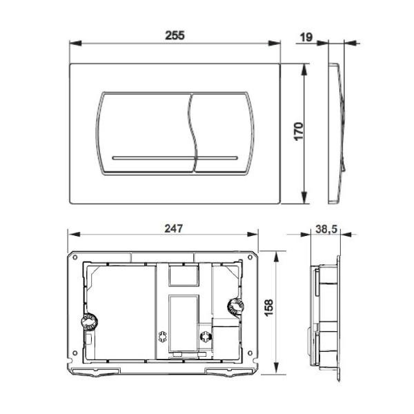 Клавиша для инсталляции ROCA Active 52B 8901150B1, хром глянцевый (для ПЭК)