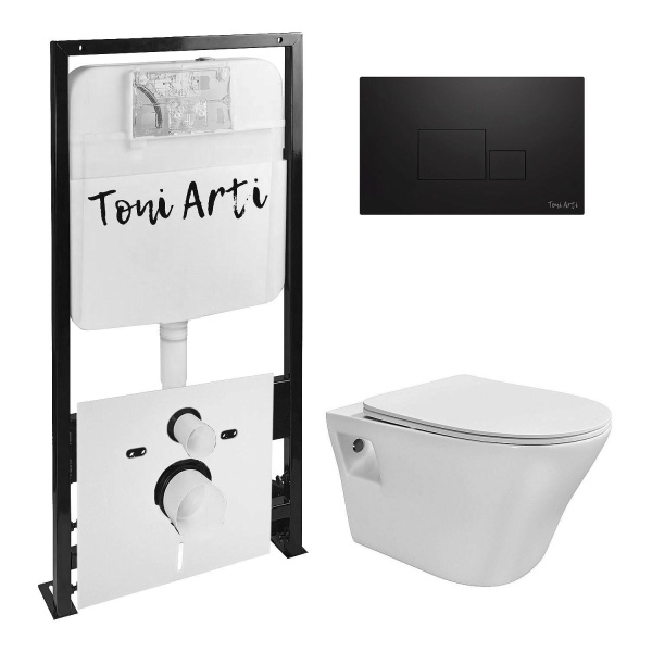 Инсталляция TONI ARTI TA-01 (унитаз TA-LL4937 с сиденьем микролифт+инсталляция+клавиша TA-0064)