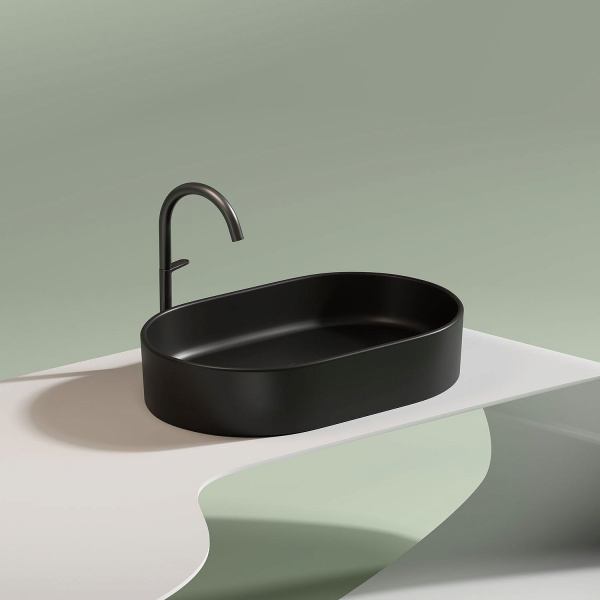 Раковина-чаша CERAMICA NOVA Element (Элемент) 60, 122х600х385, овальная, черный матовый