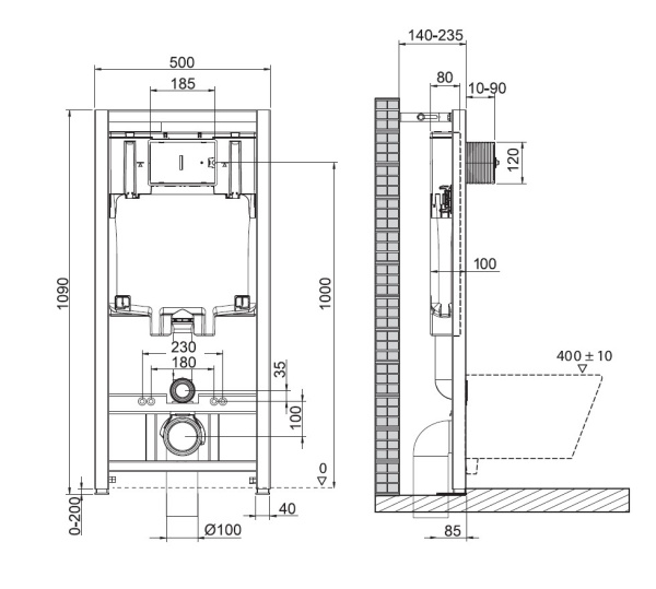 Инсталляция для унитаза BELBAGNO BB002-80, без клавиши
