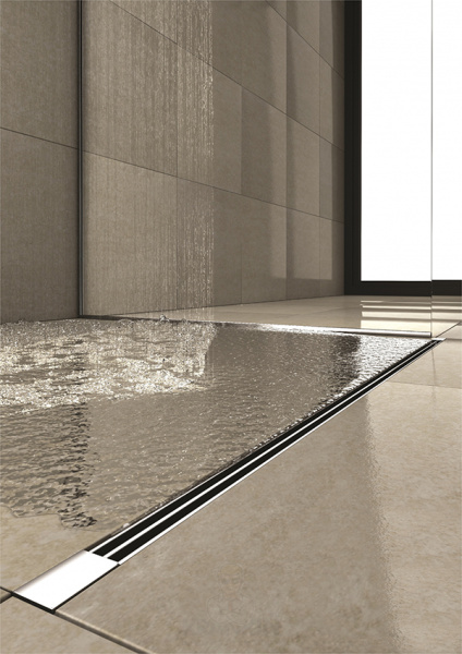Водоотводящий желоб BERGES Super Slim 800 с решеткой, хром матовый