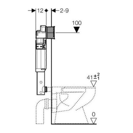 Смывной бачок скрытого монтажа GEBERIT Sigma 12 UP320 109.300.00.5, без клавиши