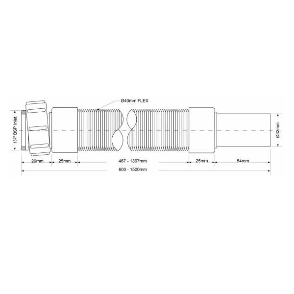 Гибкая труба McALPINE MRMF1-15 1 1/4"х32 L 600-1500мм