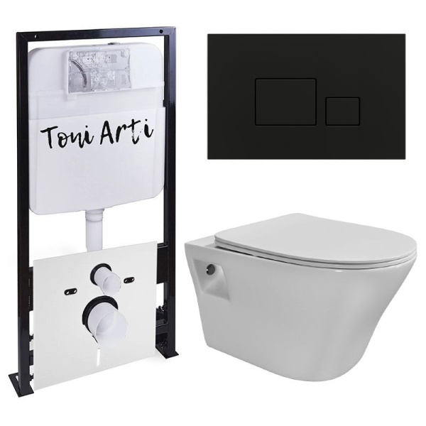 Инсталляция TONI ARTI TA-01 (унитаз TA-LL4937 с сиденьем микролифт+инсталляция+клавиша TA-0064)