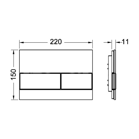 Клавиша для инсталляции TECEsquare 9240809, черный глянцевый/черный матовый