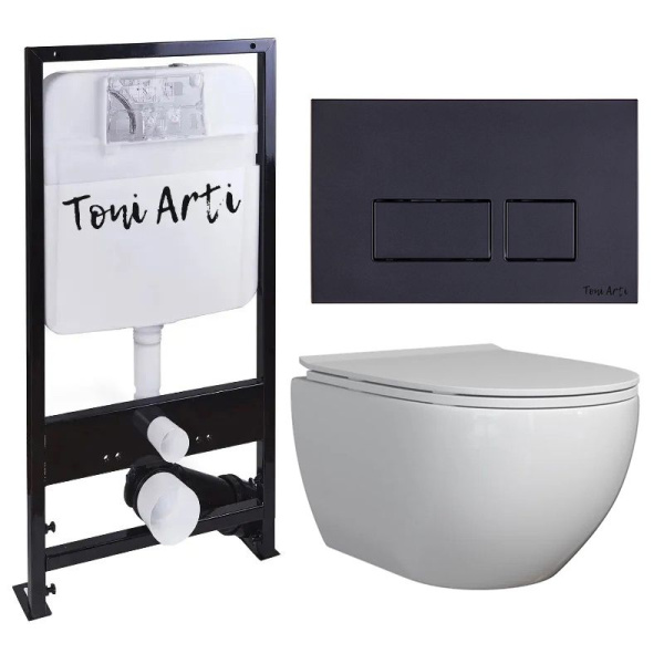 Инсталляция TONI ARTI TA-01 (унитаз TA-BO4936 с сиденьем микролифт+инсталляция+клавиша TA-0044)
