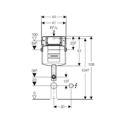 Смывной бачок скрытого монтажа GEBERIT Sigma 12 UP320 109.300.00.5, без клавиши