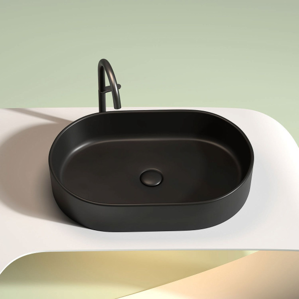 Раковина-чаша CERAMICA NOVA Element (Элемент) 60, 122х600х385, овальная, черный матовый