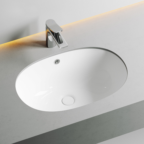 Раковина CERAMICA NOVA Element (Элемент) 57, 565х385, овальная, с переливом, встраиваемая снизу