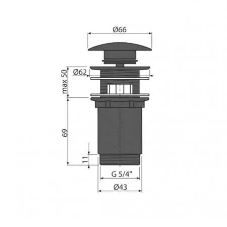 Выпуск для раковины ALCAPLAST A392BLACK G1 1/4, Click/Clack, с донным клапаном, с переливом,черный м