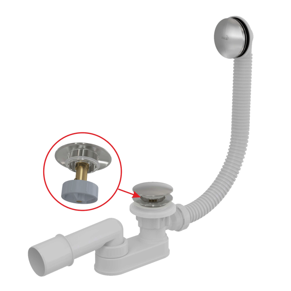 Сифон для ванны ALCAPLAST A507CKM-60, Click/Clack, G1 1/2"х40/50, хром глянцевый