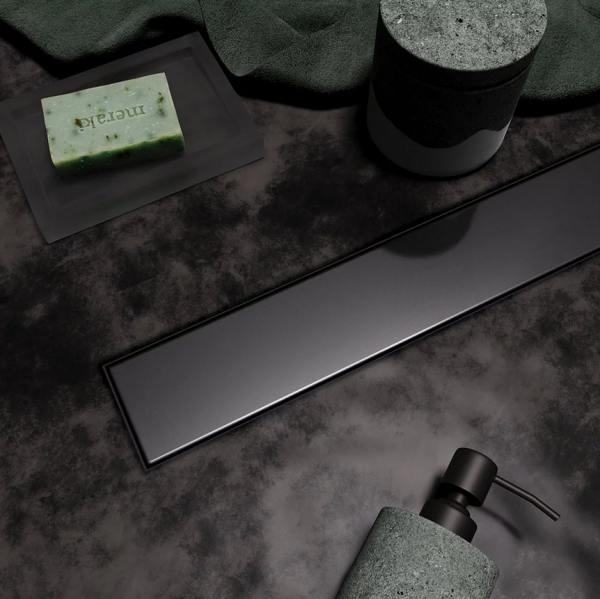 Водоотводящий желоб VECONI Stesso Graphite 800, с решеткой, графит брашированный