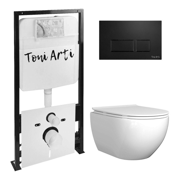 Инсталляция TONI ARTI TA-01 (унитаз TA-BO4936 с сиденьем микролифт+инсталляция+клавиша TA-0044)