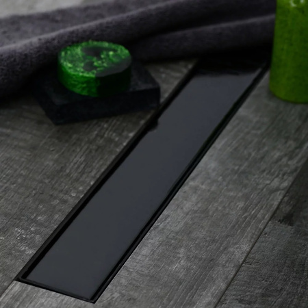 Водоотводящий желоб VECONI Klasik/Floor Black 950, с решеткой, черный матовый