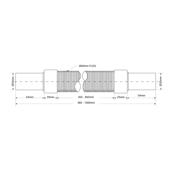 Гибкая труба McALPINE MRMF1-A 32х32 L 425-1000мм