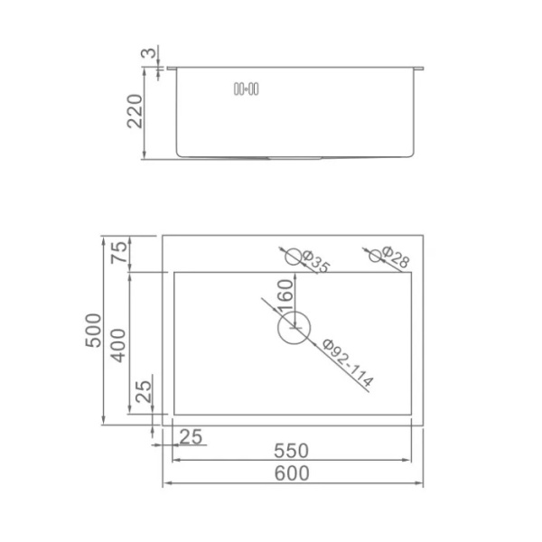 Мойка кухонная AFLORN AF96050F, прямоугольная, графит