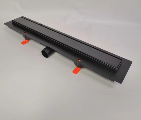 Водоотводящий желоб VECONI Klasik/Floor Black 750, с решеткой, черный матовый