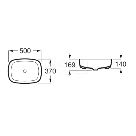 Раковина-чаша ROCA Inspira Sotf, 140х500х370, прямоугольная, без перелива 