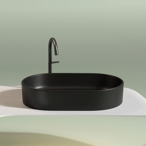 Раковина-чаша CERAMICA NOVA Element (Элемент) 60, 122х600х385, овальная, черный матовый