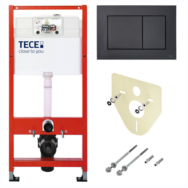 Инсталляция для унитаза TECEbase 9400414, клавиша черный матовый