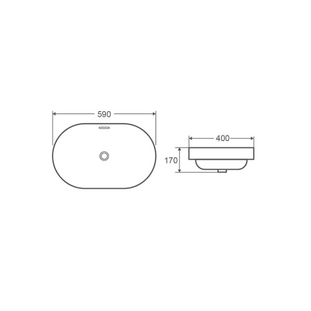 Раковина CALYPSO CS4028 590х400, овальная, с переливом, встраиваемая сверху СЦ