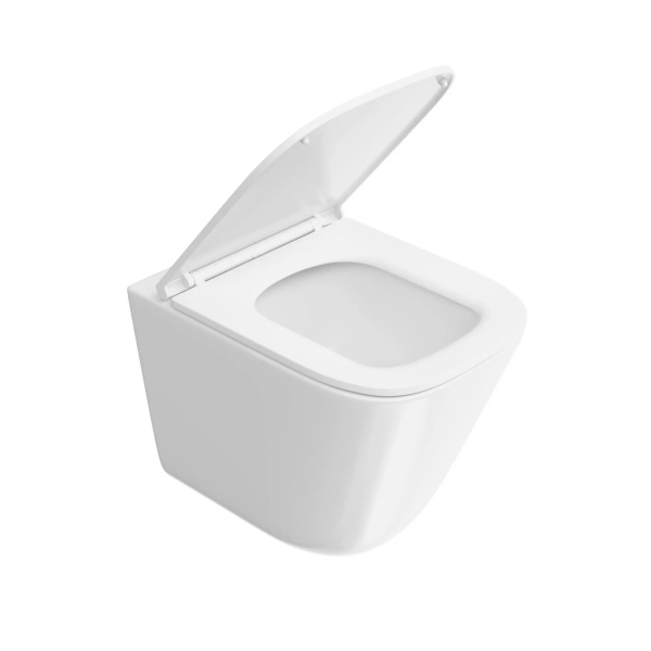 Унитаз подвесной KERAMA MARAZZI Cubo (Кубо), 34х48,5, безободковый, торнадо, с сиденем микролифт