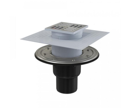 Трап ALCAPLAST APV4344 105х105/50/75, прямой, комбинированный затвор, с решеткой