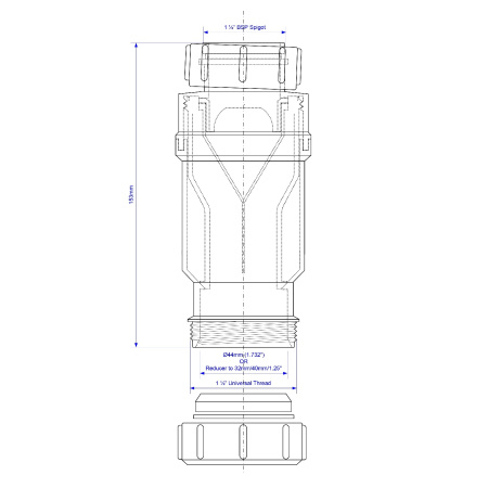 Клапан сливной McALPINE MRNRV40-PB G1 1/2"х40, самозакрывающийся (сухой сифон)