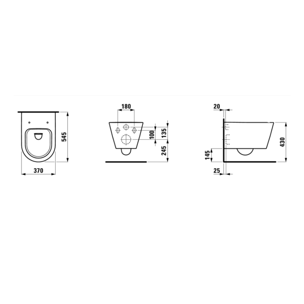 Унитаз подвесной LAUFEN Kartell (Картель), 37х54,5, безободковый, без сиденья