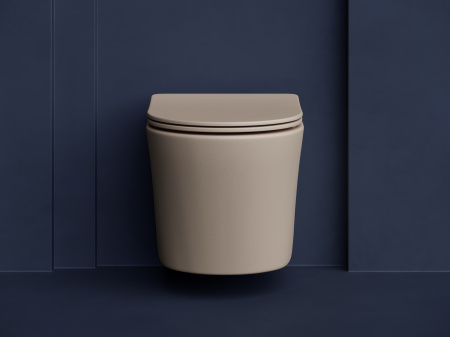 Унитаз подвесной CERAMICA NOVA Балеарика, 36,5х49, безободковый, с сиденьем микролифт, капучино мато