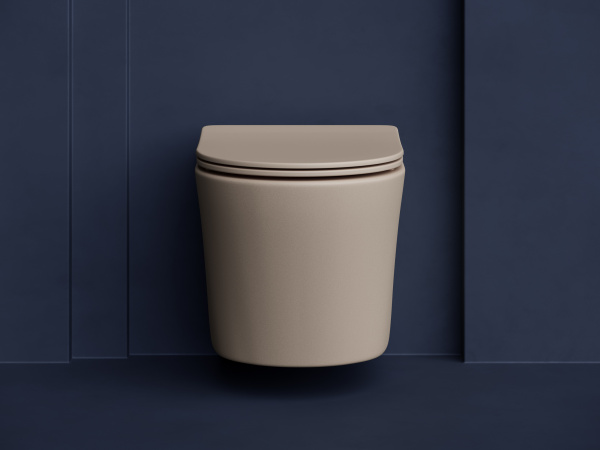 Унитаз подвесной CERAMICA NOVA Балеарика, 36,5х49, безободковый, с сиденьем микролифт, капучино мато
