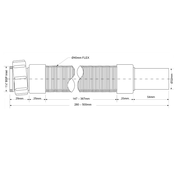 Гибкая труба McALPINE MRMF1-05 1 1/4"х32 L 280-500мм