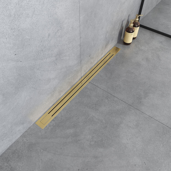 Водоотводящий желоб BOHEME Premium Trendy 80, с решеткой, золотой глянцевый