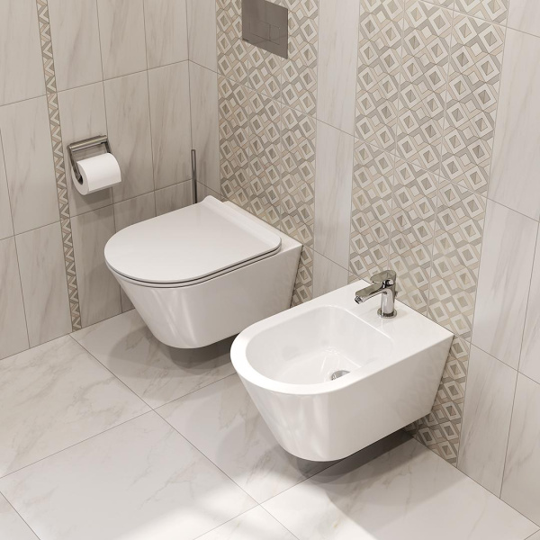 Биде подвесное KERAMA MARAZZI Plaza Modern (Плаза Модерн), 35х53, с переливом, отверстие для смесите