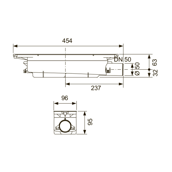 Сифон TECEdrainprofile 673002, боковой, DN 50