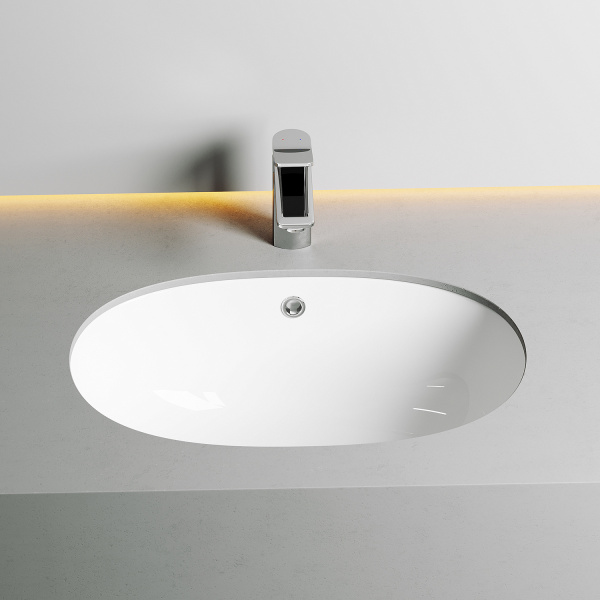 Раковина CERAMICA NOVA Element (Элемент) 57, 565х385, овальная, с переливом, встраиваемая снизу