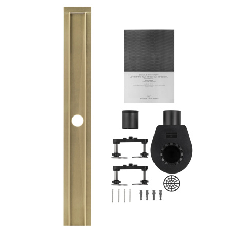 Водоотводящий желоб WONZON & WOGHAND WW-651900T-BG 900, без решетки, золото брашированное