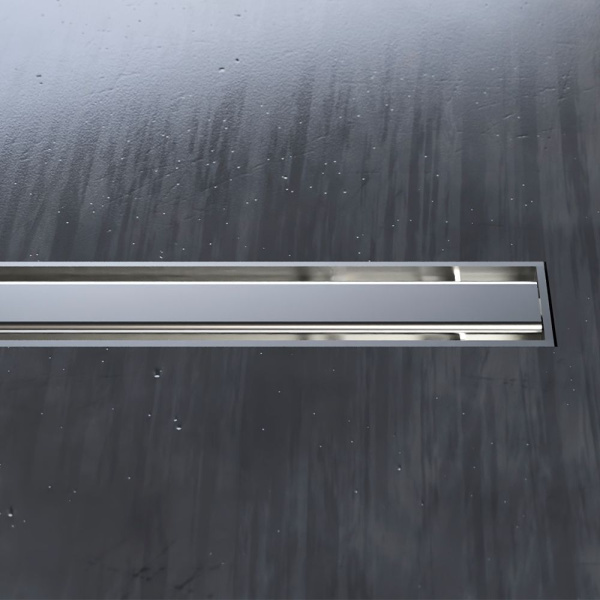 Водоотводящий желоб MCH Slim Line CH800SL, с двусторонней решеткой для укладки плитки, хром глянцевы