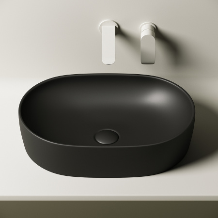 Раковина-чаша CERAMICA NOVA Element (Элемент) 60, 135х600х415, овальная, черный матовый СЦ