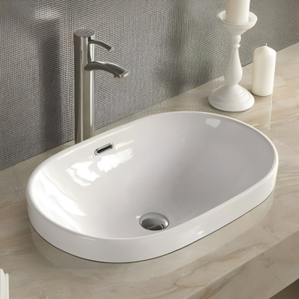 Раковина CALYPSO CS4028 590х400, овальная, с переливом, встраиваемая сверху СЦ