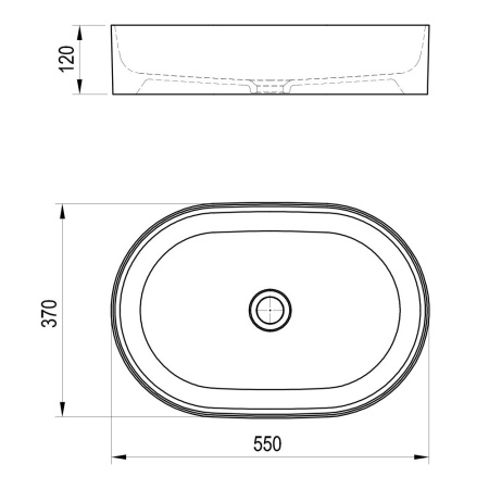 Раковина-чаша RAVAK Ceramic Slim O, 120х550х370, овальная, без перелива