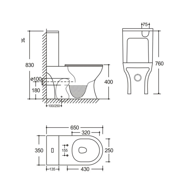 Унитаз напольный CALYPSO CS4851UQ-TK(OK), 35х65, безободковый, торнадо, с сиденьем микролифт